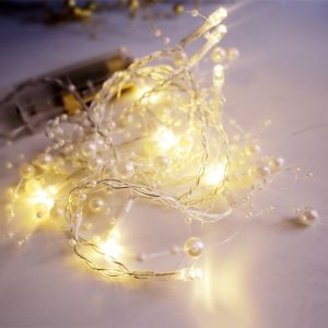 Lampu LED hiasan White Pearl Fairy String Lights 圣诞节婚礼房间暖光装饰灯