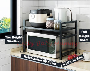 Retractable Kitchen Shelf Countertop Microwave Oven Rice Cooker Rack Iron Finishing Rack
