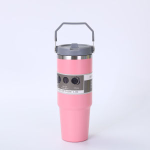 【Custom Name】900ML Tumbler Tahan Sejuk Stainless Steel Insulated Vacuum Flask With Straw Handheld Thermos Cup Hot And Cold Water Bottle