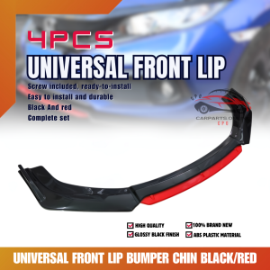 CPO UNIVERSAL FRONT LIP BUMPER CHIN BLACK/RED (11638)