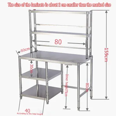 3/4/5 Layer Kitchen Organizer Storage Stainless Steel Kitchen Rack With Removeable Top Working Table Shelf With Wheel Microwave Oven Rack Heavy Duty Industrial Metal Rack Shelf Floor-Stand