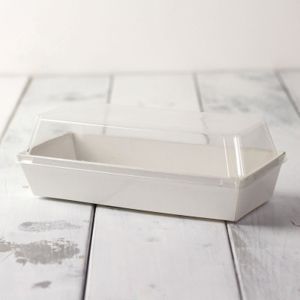 Kraft Sushi Tray Rectangular Square Clear Lid Plastic Container Kraft Paper Boxes Cake Paper Box Cake Dessert Box