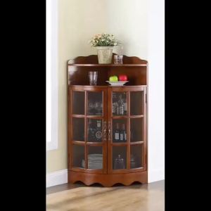 Wine Cabinet Solid Wood Corner Storage Cabinet European Corner Triangular Small Wine Cabinet Multifunctional Storage Cabinet