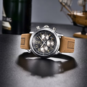 BENYAR Luxury Chronograph Men Watch New Fashion Casual Genuine Leather Waterproof Quartz Watch luminous Wristwatch For Men Calendar BY-5190