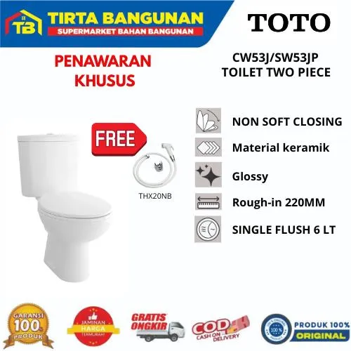 Tcd01r PROMO TOTO CW53J SW53JP TCD-01R CLOSET TOILET WC DUDUK SINGLE FLUSH 6 ...