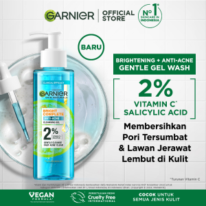 Garnier Bright Complete Anti Acne Gel Wash 120ml - Skincare Sabun Wajah Gel Brightening & Lawan Jerawat