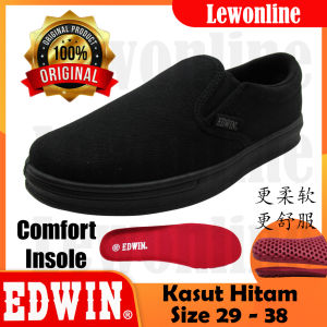 Edwin Kasut Sekolah Hitam / Black School Shoe SLIP ON EW3001
