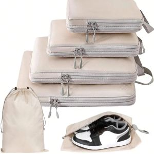 Set/6 pcs Compressible Packing Travel Storage Bag Cubes Waterproof Suitcase Nylon Portable With Handbag Luggage Organizer2026