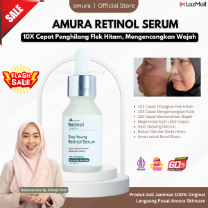Amura Retinol Serum - 15 ml Mengatasi Flek Hitam Membandel dan Mengencangkan Kerutan Pada Wajah - Mencegah Masalah Hiperpigmentasi di Kulit Wajah - Memudarkan Flek Hitam dan Mengontrol Minyak Berlebih - Mencegah Penuaan Dini atau Anti Aging | ORIGINAL