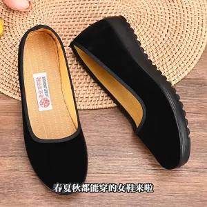 Breathable And Comfortable WomenS Single Shoes Cloth Shoes For Women Spring And Autumn Flat Work Shoes Black WomenS Soft-Soled Shoes