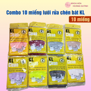 Combo 10 miếng lưới rửa chén bát siêu sạch KL miếng rửa chén lưới KL Clean loại dày .