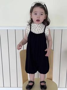 Girls Polka Dot Tank Top and Shorts Set Summer Thin Korean Style Childrens Clothing Custom Baby Clothes