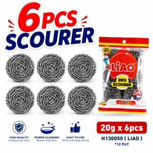 LiAO 6PCS Metal Scouring Pad Sponge Steel Scrub Ball Rust Resistant for Cookware & Kitchen Use Household Cleaning Tools