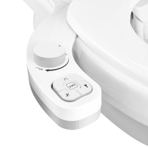 SAMODRA Non-Electric Bidet - Self Cleaning Dual Nozzle (Frontal and Rear Wash) Fresh Water Bidet Toilet Seat Attachment with Independent Adjustable Water Pressure Button