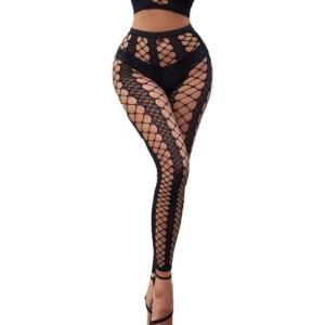 Womens Patterned Fishnet Footless Tights High Waist Net Footless Leggings Pantyhose Sheer Thigh High Stockings