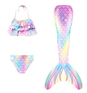 Swimming Mermaid Tail Kids Girls Costume Cosplay Children Swimsuit Fantasy Beach Bikini Can Add Monofin Fin