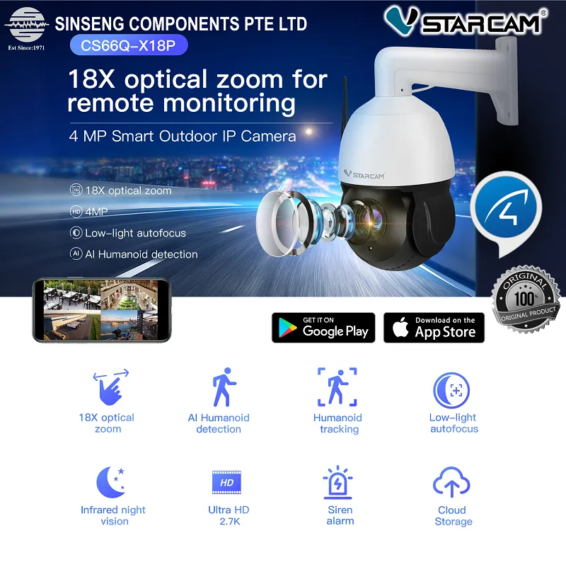 VStarcam CS66Q-X18P 360 Degree 4MP Smart IP Camera 18x ZOOM Full