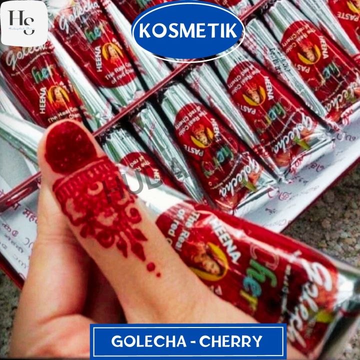 ASLI Henna Hena GOLECHA BPOM Series Warna Maroon Red Cherry Aman Halal Herbal Souvenir Pernikahan