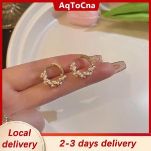 [COD] AqToCna Ship within 24 hours 1Pair New Simple Temperament Circle Pearl Earrings Fashion Small Versatile Earrings Womens Jewelry
