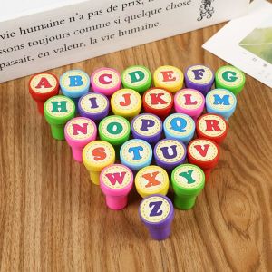 SUN ME Number 26pcs Alphabets Letters Round Stamp Cartoon Self-ink Children Arithmetic Seal Cute DIY Teaching Aids