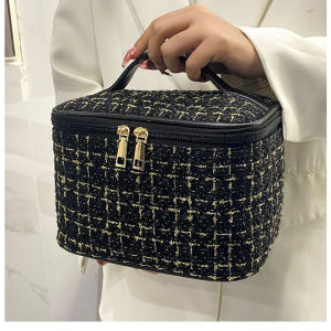 Merajut Tweed Travel Tas Kosmetik Organizer Tempat Alat Baru Travel Make up Bag Kapasitas Besar Makeup Pouch Portable Travel Bag