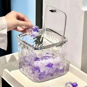 HCHC MALL Chống thấm nước Hộp đựng viên giặt Chống ẩm Gợn sóng nước Hộp đựng đồ trong suốt Đồ dùng phòng tắm Nắp bật lên Hộp đựng phụ kiện tóc Mỹ phẩm