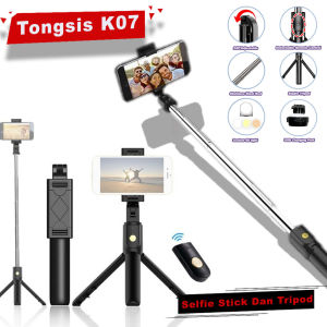 SOPO NGIRO Tripod K07 3in1 Tongsis Bluetooth Selfie Stick Tripod Standing Tomsis with Remote Shutter Bluetooth - Tongsis Tripod Murah