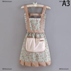 [COD] Millennium Cotton Canvas Floral For WomenS Kitchen Oilproof Apron With Pockets And Adjustable Waist Belt Waterproof Sleeveless Bib Apron