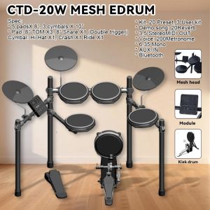 MINSINE Foldable Electronic Drum SetFolding Electronic Drum Kit for Beginner and percussion instruments jazz with 20 Drums 120 Sounds Real Drum Feel