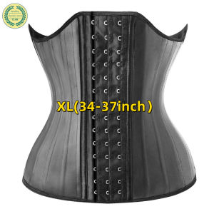 original ig 25 steel Boned Black Latex Waist Trainer Postpartum recovery Slimming Latex Corset Chest support Body Shaper Slimming For Women Expandable expander Waist trainer Tummy Trimmer Weight Loss Waist Trainer Body Shaper Abdominal Sauna (XS-3XL)