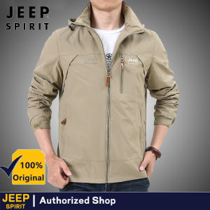 JEEP SPIRIT Mens Windproof Charge Coat Jacket Detachable Hat Outdoor Mountaineering Suit
