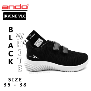 Sepatu Sekolah Anak SD SMP Remaja Perempuan/Laki Laki – ANDO – IRVINE VLC – Size 35-38 – Sneakers – Sport Black White