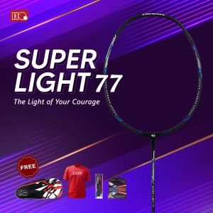 Hi-Qua Raket Badminton Bulutangkis Super Light 32Lbs Free tas Senar Grip dan Kaos