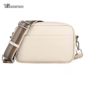 Premium Womens Square Crossbody Bag with Wide Strap Durable Solid Color Tote for Everyday Use