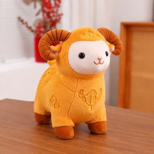 VERMILL Year Mascot Zodiac Sheep Plush Doll Soft 20/30cm Plush Mascot Doll Creative Cartoon Sheep Stuffed Animal Toy Spring Festival Decor