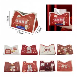 OHHDEER Ins Chinese Style Leather Tissue Box Holder Paper Box Living Room Home Car Coffee Table Creative Tissue Box