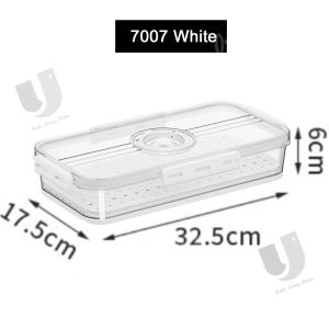 [Local Seller] Refrigerator Storage Box Plastic Kitchen Refresh Timing Freezing PET Sealed White Transparent Vegetables Fruit Crisper
