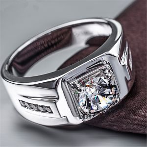 <1202> New Mens Ring Men Domineering Fashion Diamond Ring Simulation Diamond Ring for Men 925 White Gold Plated Moissanite Ring Wholesale