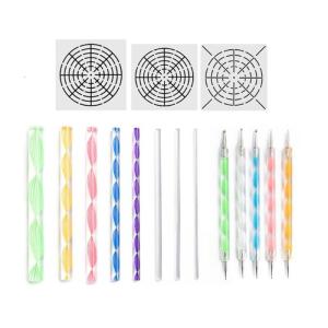 16Pcs Đá Mandala dụng cụ chấm Cho Sơn Đá Đá Bút Dập Nổi Khởi Động Giấy nến vẽ Mẫu Bàn Chải Khay Bộ Dụng Cụ