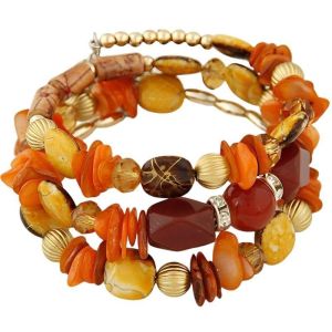 LIVELYN Mixed Color Multilayer Bracelets Resin Stone Elastic Beaded Bangles Vintage Jewelry Handmade Ethnic Bracelets Women Gift