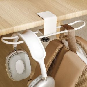 OOC Adjustable Desk Side Bag Hook Carbon Steel Detachable Desk Side Hanger Multi-functional Anti Slip Water Cup Holder Hook for Home