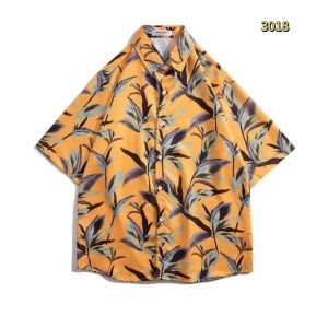 Loose Lapel Fashion Tops New style Hawaii beach Short sleeve Casual Floral Shirts