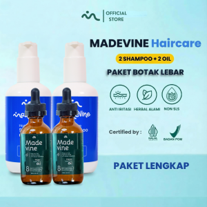MADEVINE Minyak Rambut Rontok Parah Botak Dan Penumbuh Penyubur Rambut Pria Wanita BPOM (2 Hair Oil dan 2 Shampoo)