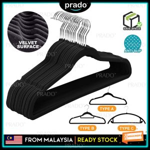 PRADO Malaysia Premium Non-Slip Velvet Hanger 360° Hook Soft Touch Hijab Bawal Tudung Suits Jacket Clothes Tie Dress Pants Laundry Penyangkut Baju 天鹅绒衣架