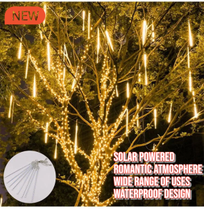 huowa Solar Outdoor Decorative Lights Meteor Shower Lights Christmas Tree Lights