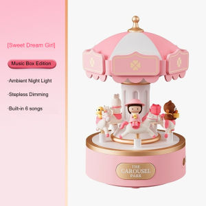 SG Sweet Girl Carousel Musical Box Lamp Carousel Bedside Lamp Musical Box Holiday GiftCarousel Birthday Gift