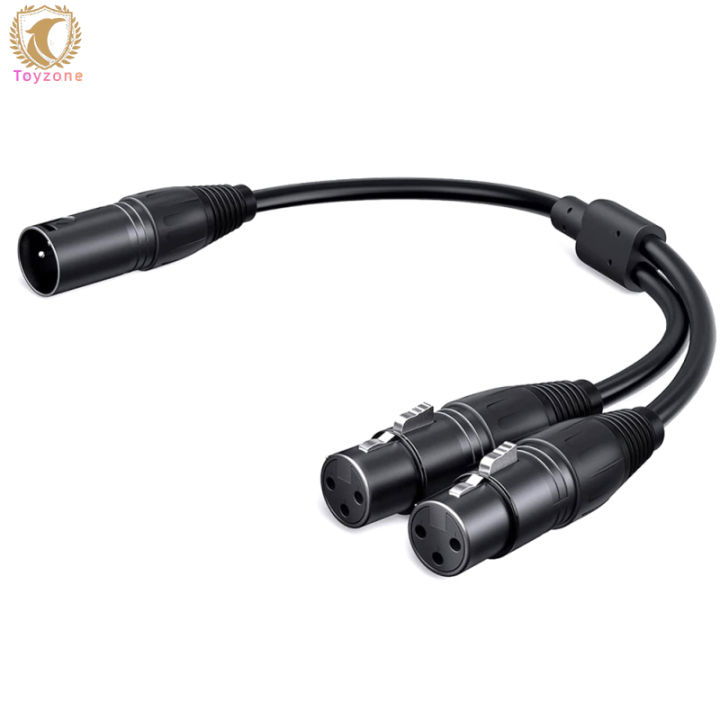 XLR Y Splitter Cable 1 Female To 2 Male | 1.6ft Balanced Microphone Splitter Cord | Gold Plated For Audio, DMX Lighting, Studio, Stage