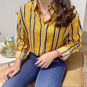 terlaris!!!kemeja salur jumbo ld 120 bahan rayon bangkok wanita lengan panjang model selegram terbaru kekinian 2024 bisa bayar ditempat