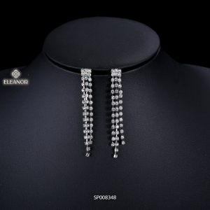 Dây chuyền bông tai nữ chuôi bạc 925 Eleanor Accessories bộ trang sức chocker đính đá phụ kiện trang sức 5045