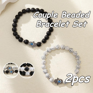 Couple Hamsa Hand Evil Eye Beaded Bracelet | Natural Stone Hamsa Hand Bracelet For Men & Women